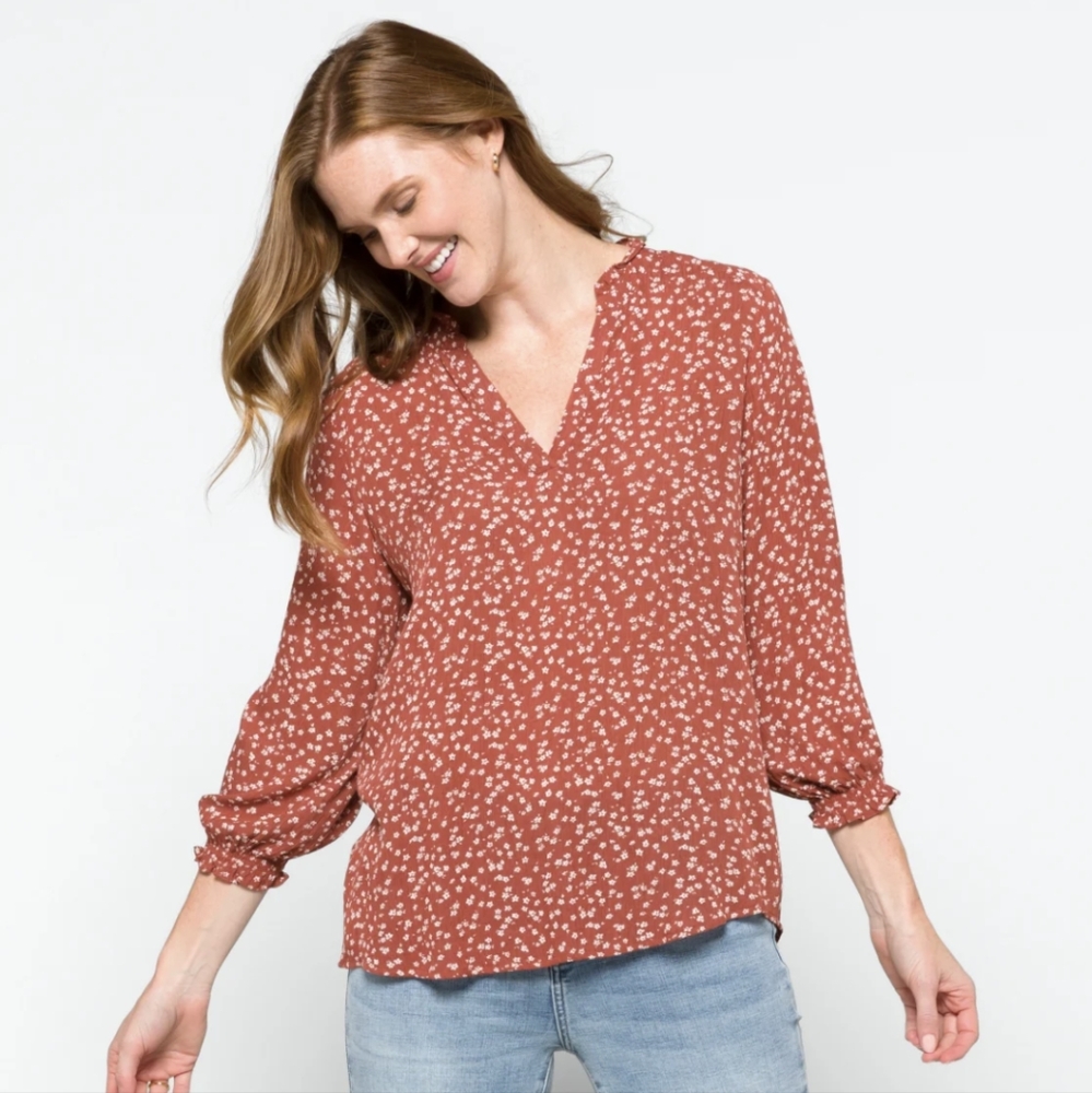 Monday Fun Veronica Smocked Sleeve Blouse